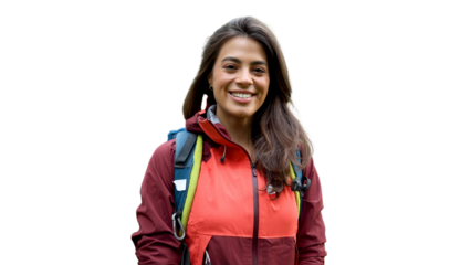 Happy girl smiling and enjoying while hiking	