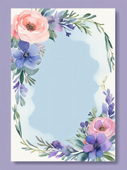 Obraz premium A blank wedding invitation adorned with a watercolor floral frame