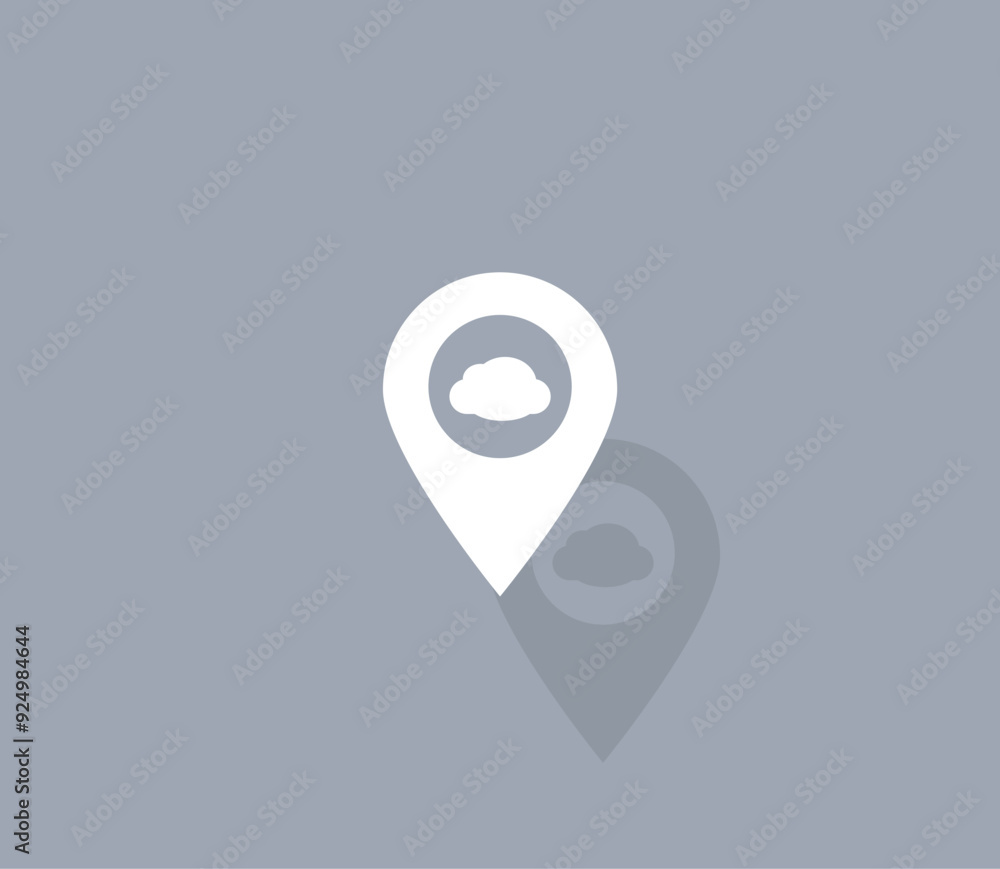 Poster vector icon of white color with shadow on gray background