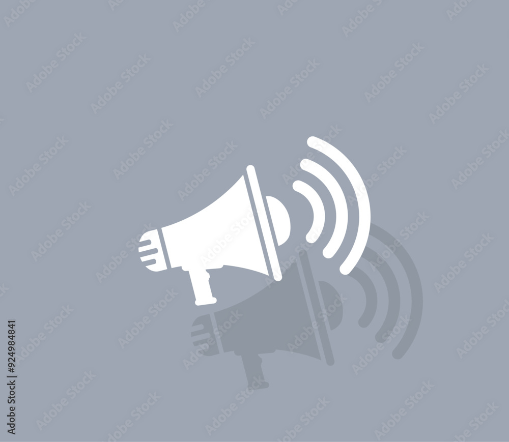 Poster vector icon of white color with shadow on gray background