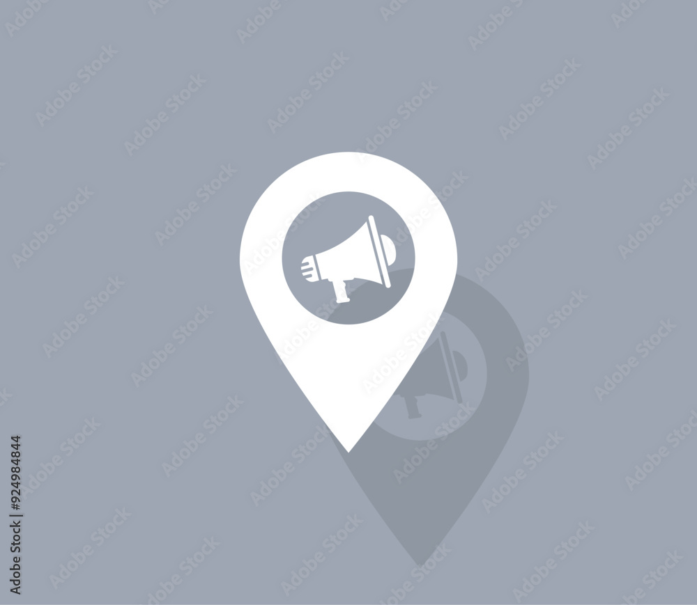 Poster vector icon of white color with shadow on gray background