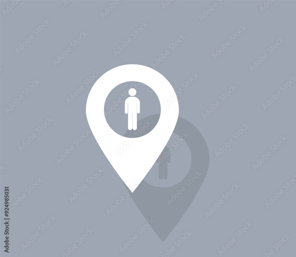 Poster vector icon of white color with shadow on gray background