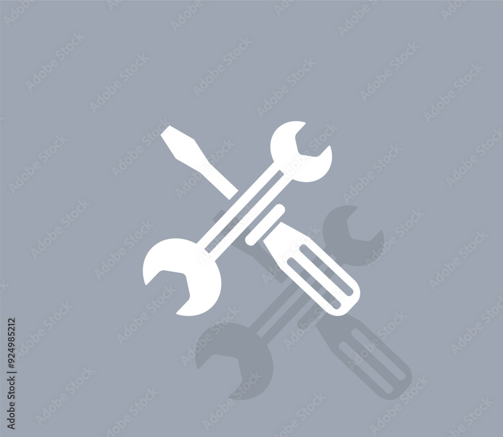 Poster vector icon of white color with shadow on gray background