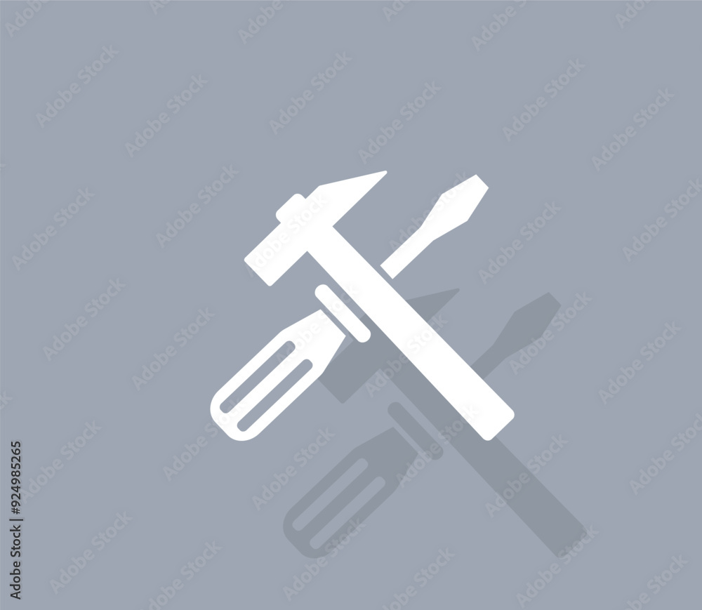 Poster vector icon of white color with shadow on gray background
