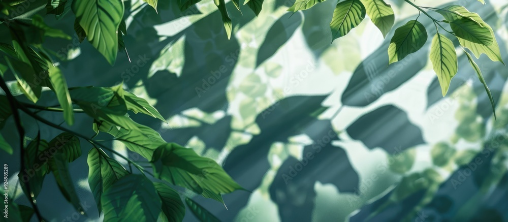 Poster summer setting with leaf shadows casting background material creating a copy space image