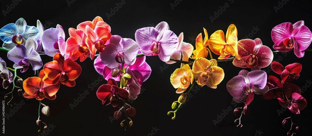 Aufkleber a stunning copy space image captivates with a vibrant display of colorful orchids showcasing their e