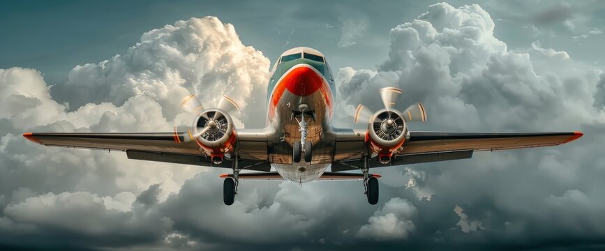 A Dc-3 Airliner Loading Passengers In 1951, Retro Style