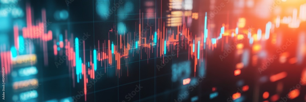 Aufkleber stock market data analytics and trends - a close-up shot of a digital screen displaying stock market