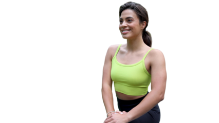 Young woman doing yoga and meditating