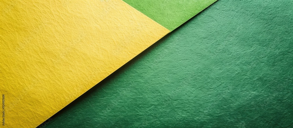 Poster close up image of textured green and yellow paper for a banner background with copy space image