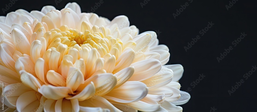 Poster macro shot of chrysanthemum against a black backdrop perfect as a copy space image