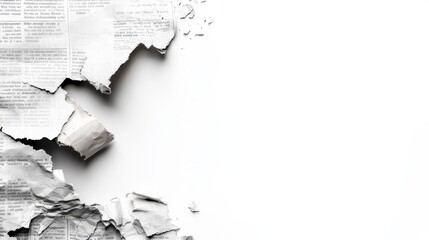 Torn Newspaper with Copy Space for Your Message - A piece of torn newspaper with copy space symbolizes breaking news, media, information, communication, and freedom of expression.