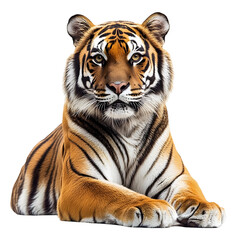 Fototapeta premium Captivating Portrait of a Majestic Tiger in High Detail on Plain White Background Transparent PNG