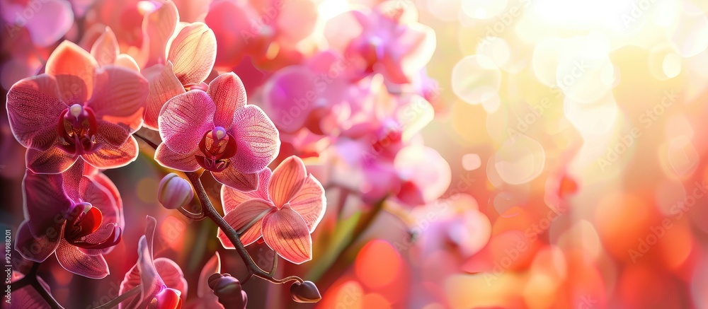 Aufkleber a stunning copy space image captivates with a vibrant display of colorful orchids showcasing their e