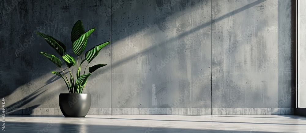 Aufkleber mockup of a room wall with minimalistic design and natural lighting set against a grey background id