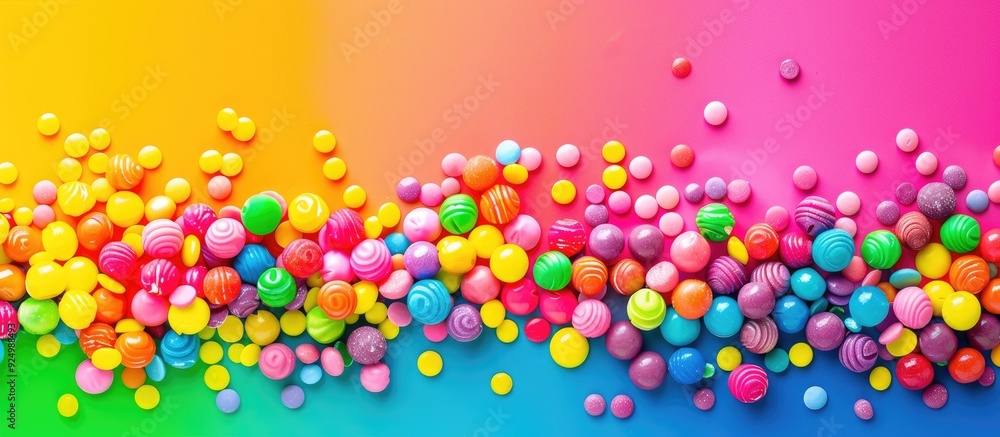 Poster vivid hues showcase a rainbow of colors in this candy-colored image with ample blank space for text 