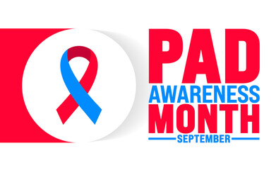 Peripheral Artery Disease Awareness Month or Pad Awareness Month is observed every year in September. Holiday concept. 
