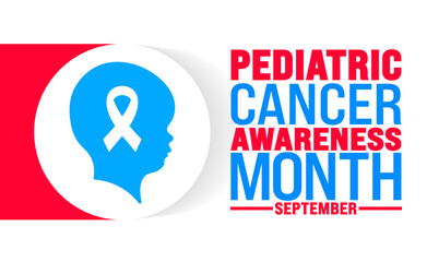 Pediatric Cancer Awareness Month is observed every year in September. Holiday concept. Template for background, banner, card, poster, placard, design template with unique shapes with standard color.