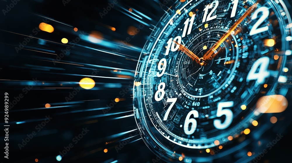 Poster a clock with currency symbols as numbers representing the global economy