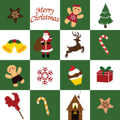 Naklejka premium Yeşil damalı noel pattern