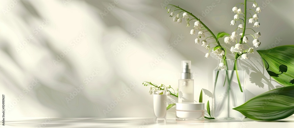 Poster face cosmetics set featuring lily of the valley ideal for refreshing skincare routines displayed in 