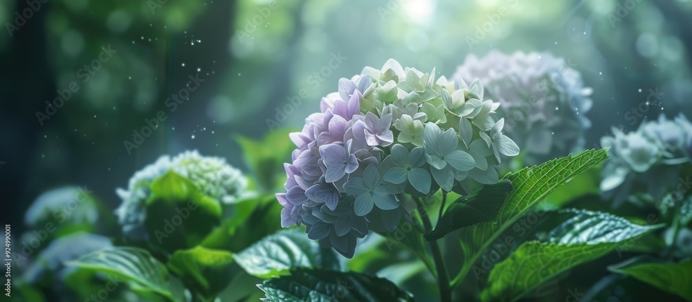 Poster at ueno a stunning hydrangea in full bloom is captured in a captivating copy space image