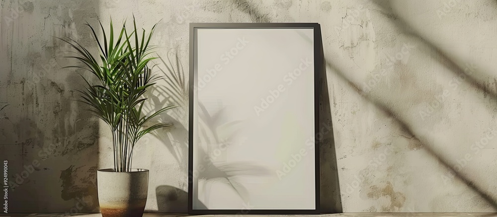 Poster high quality photo of an empty customizable mockup frame with space for your content image with blan