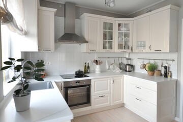 Cozy white kitchen with minimal decor and inviting features