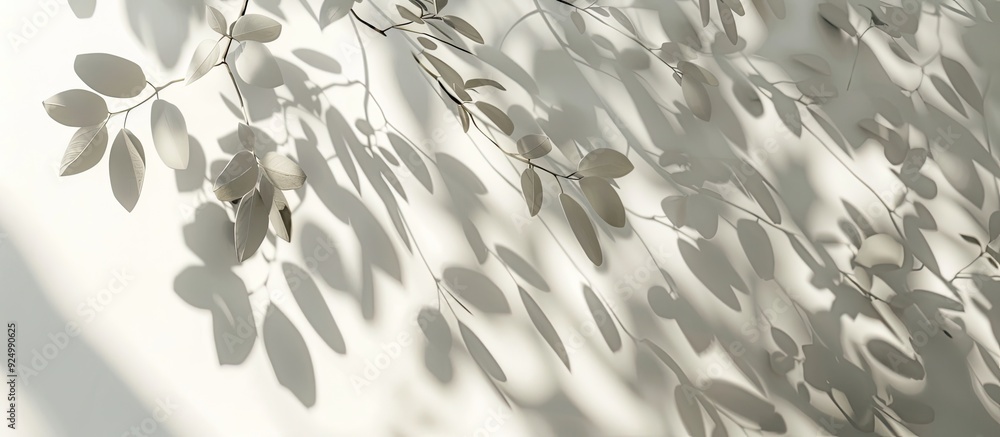 Poster sunlight filtering through tree leaves casts intricate shadows creating a captivating effect on a wh