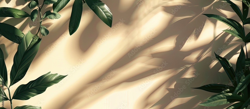 Poster summer themed picture featuring leaf shadows on background giving space for text or additional eleme