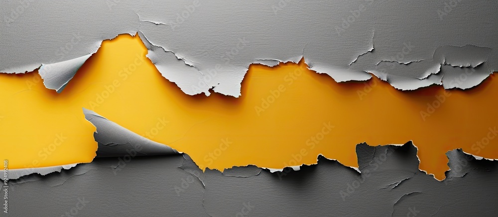 Aufkleber yellow torn paper with a gray backdrop featuring a project management message serving as a symbolic 