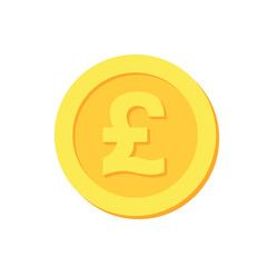 Sterling pound money icon. Gold coin with GBP symbol vector illustration.