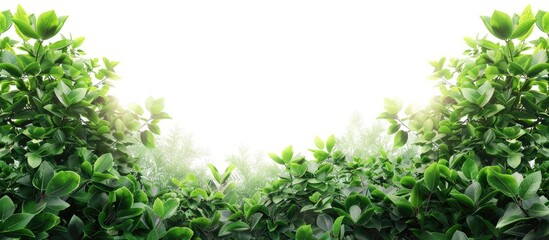 A picturesque scene where verdant foliage contrasts beautifully against a clean white background creating an appealing copy space image