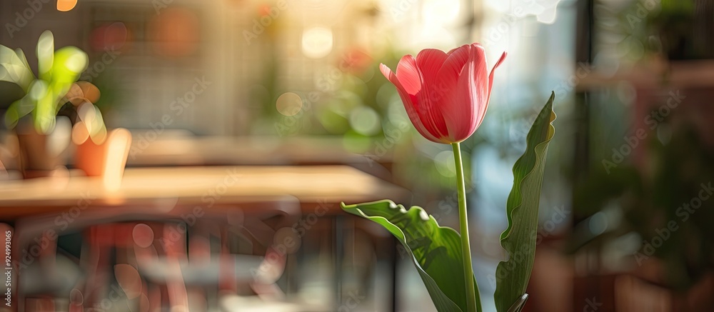 Poster today a beautiful flower is displayed in a coffee shop with a clear background for text or graphics 