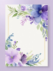 A blank wedding invitation adorned with a watercolor floral frame