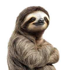 Fototapeta premium Photography of a Sloth on Plain White Background Transparent PNG with High Detail