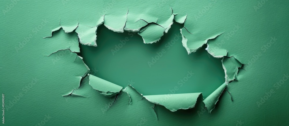 Poster competitor analysis symbol on torn paper with green background featuring copy space image