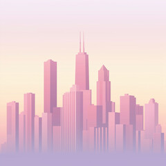 Fototapeta premium a vector cityscape silhouette with pastel buildings and skyline