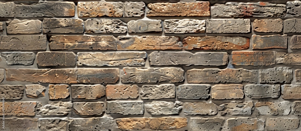 Poster brick wall with a mix of old and new bricks provides a versatile background for design and presentat