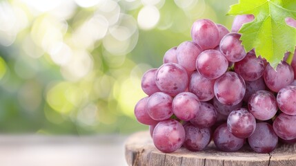 Fresh Grapes Serenely Laying on Rustic Wood