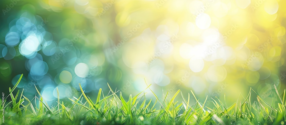 Poster scenic spring and summer nature backdrop with blurred grass, suitable for web banners or wallpapers 