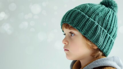 Young Boy Gazing Outside on a Cold Winter Day