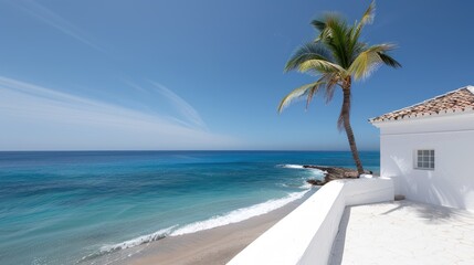 Serene Tropical Beach Scene with Coastal Homes