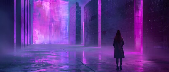 Person in futuristic room.