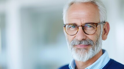 Elegant Older Gentleman with Glasses and Blue Cardigan