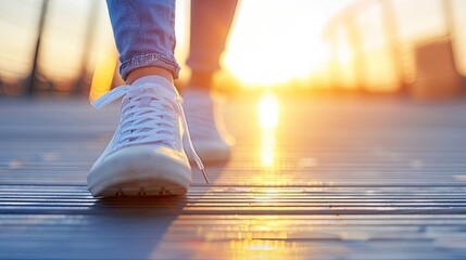 Serene Moment of Shoe Removal in a Warmly Lit Setting