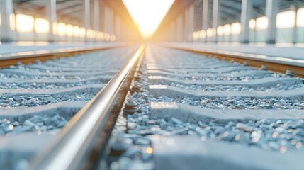 Train Track Scene with Multiple Trains, Sunlight Illumination