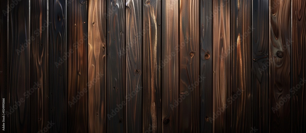 Poster high quality background of dark natural wood planks for wallpaper or backdrop with copy space image 