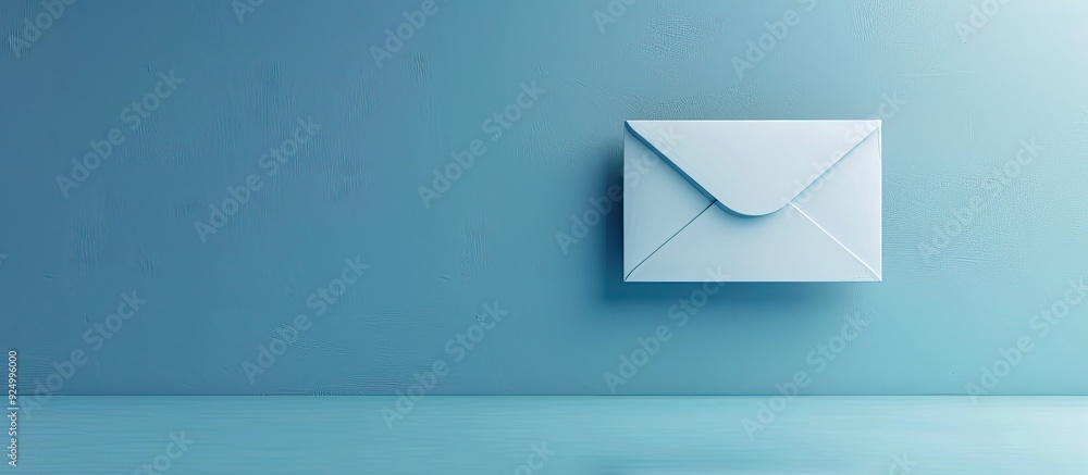 Poster small english paper letter with blue backdrop for copy space image with focused selection