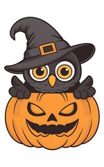 owl and halloween pumpkin 
